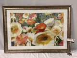 Framed floral art print, approx 40 x 28 in.