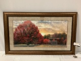 Crimson Trees - large nicely framed nature art print, approx 45 x 27 in.