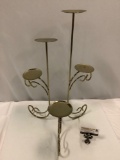 Vintage brass five candle holder, approx 15 x 24 in.