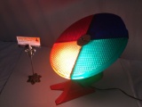 Vintage 4color rotating plastic party lamp, tested/ working, blue panel is damaged, sold as is.