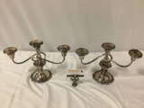 Pair of Baroque by Wallace silver plate candle holders, approx 13 x 9 x 5 in.