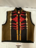 Native American made reversible wool vest, approx 23 x 25 in. Approx size medium / small w/ Buffalo