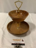 Oregon Myrtlewood 2-tier snack bowl by Lakeshore Myrtlewood, approx 8 x 10 in.