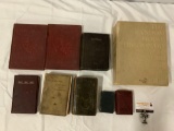 9 vintage/ antique hardcover books; Holy Bible, Random House Dictionary, Uncle Toms Cabin. +