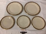 5 pc. lot of Lenox - Eclipse pattern gold rimmed china plates, approx 10.5 in.