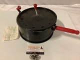 Vintage steel with wood handle stove top popcorn maker