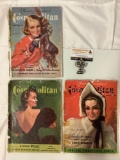 3 pc. lot of antique 1938 Hearst?s International Cosmopolitan magazines in well worn condition.