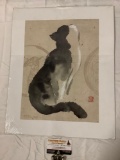 Chen Dehong - Cat art print, approx 16 x 19.5 in.