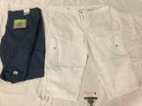 2 pc. lot of new with tag men?s cargo shorts, size 38; Calvin Klein - white / Agile - blue.