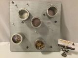 Umbra wall hanging magnetic organizer with pushpins and containers, approx 12 x 12 x 4 in.