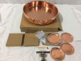 4 pc. set of Spirits Collection copper serving tray w/ matching coaster sets in box