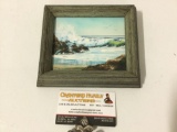 Small framed original ocean scene painting signed by artist Judy Goodfellow, approx 6.5 x 5.5 in.