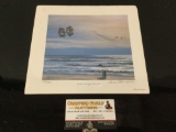 Vintage 1988 Multi-Winged Box Kite by Carol Thompson, beach scene art print, 442/2000