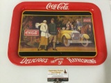 1990 Coke Coca-Cola brand tray: Touring Car, approx 13 x 18 in. Nice condition.