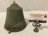 Cast metal bell, marked: Jeff Gross, approx 6 x 6 in.