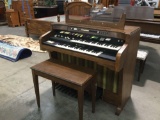 Vintage HAMMOND electric organ model T-524-A w/ bench, tested and plays, sold as is.