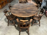 Vintage Authentic Puritan Furniture solid wood dining table w/ 6 matching chairs / 2 leaf