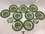 11 pc. lot of vintage Colonial Homestead by Royal ceramic plates, approx 12 x 11 in. largest.