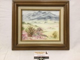 Framed original mountain scene painting signed by artist Grace Westfall