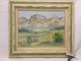 Framed original canvas painting The Misty Desert signed by artist Grace Westfall
