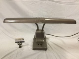 Vintage steel adjustable desk lamp, tested and working, approximately 20 x 9 in.