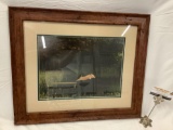 Framed art print Diving Pig by Michael Sowa, approx 23.5 x 19.5 in.