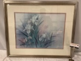 Framed floral art print by Lena Liu, approx 33 x 26. 5 in.