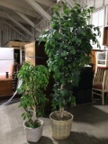2 pc. lot of decorative faux potted trees, approx 35 x 82 in.