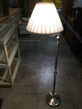 Metal base standing adjustable parlor reading lamp with shade, tested / working