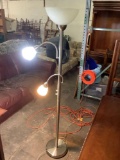 Modern chrome standing lamp with 3 lights , crackle glass shades, tested/working
