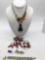 Fun lot of mixed jewelry glass necklaces, wooden and glass earrings see pics