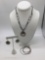 High end Signed Silpada .925 hammered sterling silver set , necklace , pendant , earrings