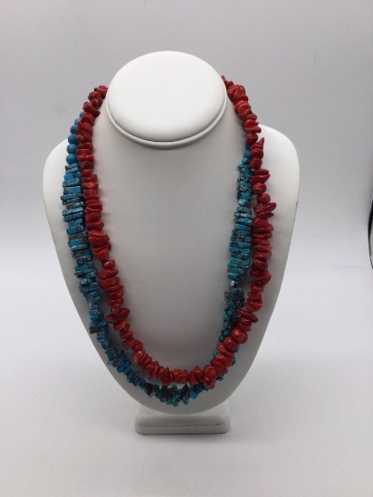 2 necklaces turquoise and coral ?