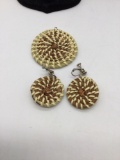 Unusual necklace pendant , and matching pine needle and sweetgrass earrings from SC