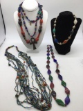 Collection of assorted glass, stone and beaded necklaces see pics