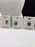 3 x Clareo hand crafted fused glass necklaces with sterling silver plated 18inch chain and bail