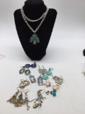 Lot of mixed mexico alpaca and assorted fashion jewelry/ necklace is unmarked