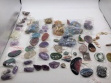 Large selection of various polished stones amethyst crystal, amulet pendants see pics