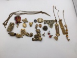Nice selection of antique jewelry,earrings, brooches, watch fobs, cameos see pics