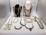 Large selection of vintage / antique fashion necklaces and 1 bracelet