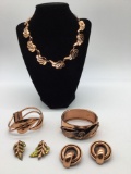 Higher end mid century copper jewelry signed Matisse, Renoir / cuff bracelets, necklace/ 2 sets