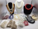 Selection of different style of beaded necklaces both vintage and modern