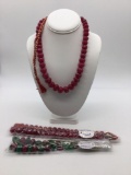 3 earth mined Ruby and emerald necklaces from India see pics
