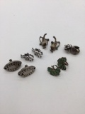 set of 4 x vintage / antique Mexico ,925 silver earrings and a Beatle? pin/ brooch