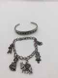 Very attractive vintage South western charm and cuff bracelet w/ turquoise