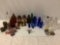 Lot of vintage glass brown/ blue/ clear bottles / antique product packages; Budweiser, Shinola