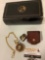 Franklin Mint Collector Timepieces goldstone pocket watch w/ Blaylock - Bald Eagle art, tag, box.