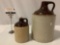 2 pc. lot of vintage stoneware ceramic jugs w/ handle, 1 w/ cork marked: Washington State University