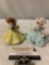 Vintage 2 pc. lot of JOSEF ORIGINALS girls in dresses figurines, April, approx. 3.5 x 4 in.