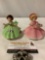 Vintage 2 pc. lot of JOSEF ORIGINALS girls in dresses figurines, Ireland, May, approx. 3.5 x 4 in.